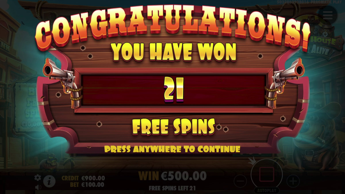 The dog house dog or alive slot game 21 free spins won